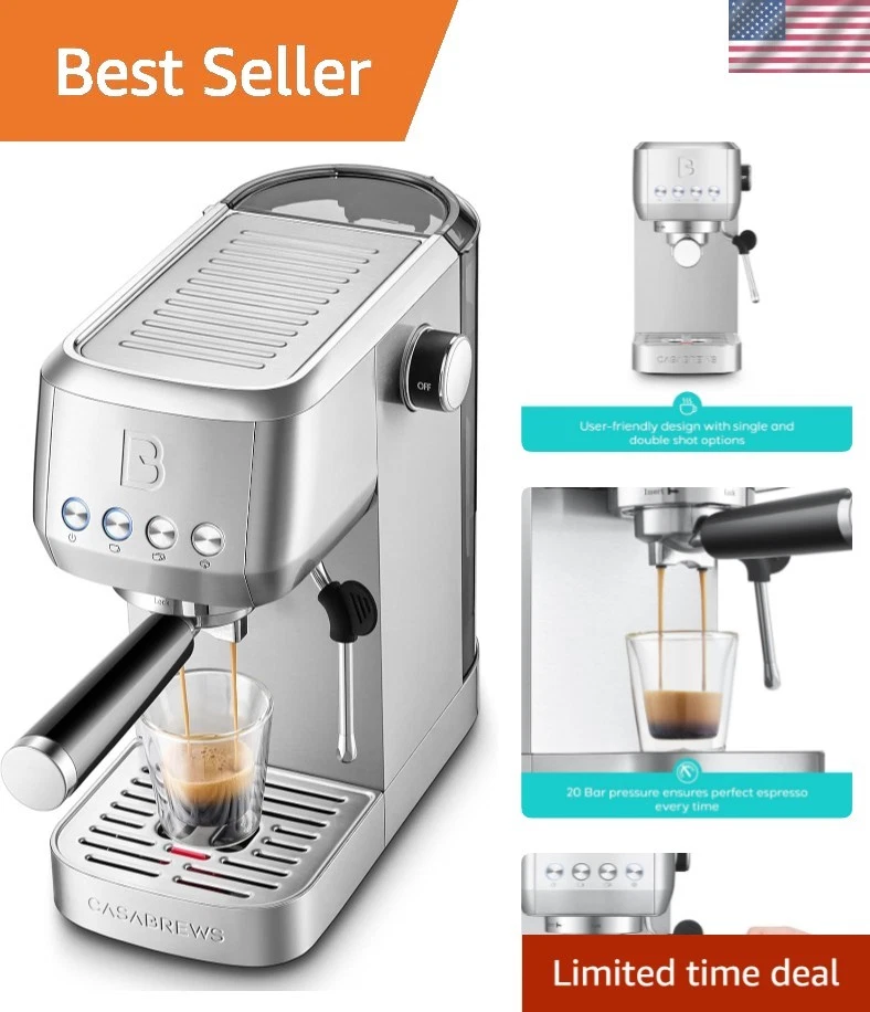 Professional 20-Bar Espresso Maker with Powerful Frothing Wand & Dual Filter Set