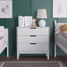 Samuel Kids Triple-Drawer Dresser with White Solid Wood Frame, Chest of Drawe...