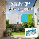 14m Retractable Washing Line 4 Line Wall Mounted Indoor Outdoor Clothes Airer UK
