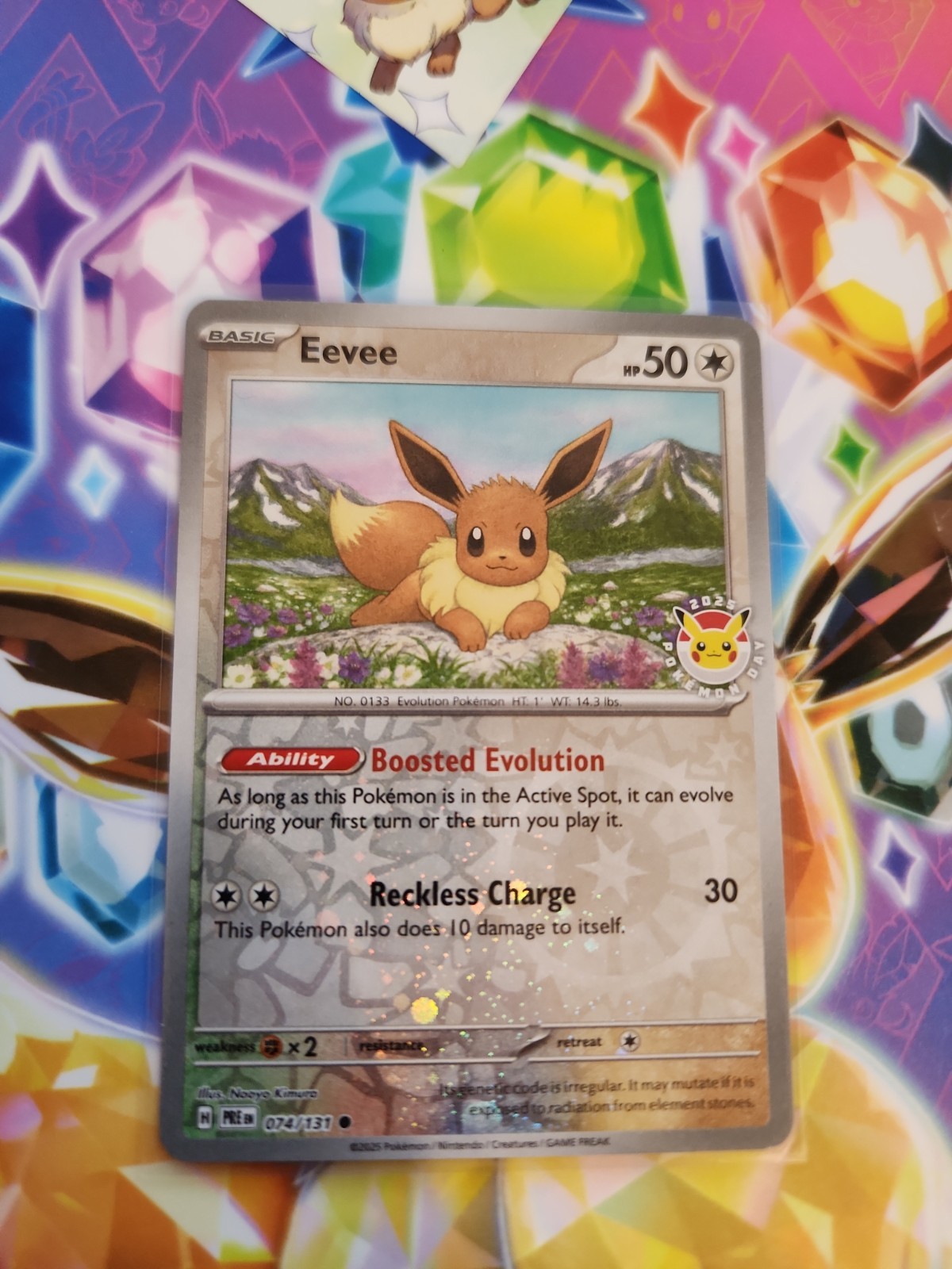 Eevee (Pokemon Day 2025) (Reverse Cosmos Holo) 074/131 NM