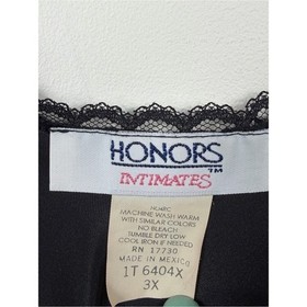 Vintage Honors Intimates Black Satin Lace Camisole Top 3X Silky Lingerie Tank