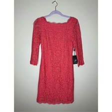 NWT Adrianna Papell Coral Lace Dress Size 6 Petite