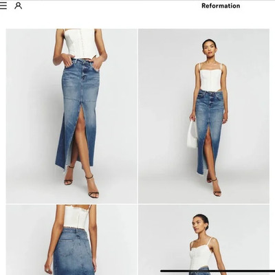 Reformation Tazz Maxi Denim Skirt Blue Women s Size 26 High Rise