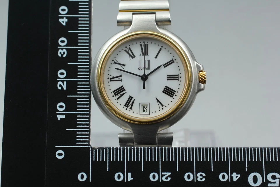 [Casi COMO NUEVO] Reloj de cuarzo Dunhill Millennium esfera romana blanca 34 mm fecha  Foto 4 de 4