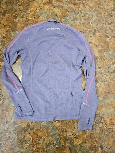 Brooks Running Long Sleeve Top Gray /Pink with 1/4 Zip Womens Small (A105) - Picture 5 of 7