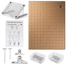 12 16 Inch Macrame Board and Pins Kit, Double Sided Grids Handmade Braiding M...