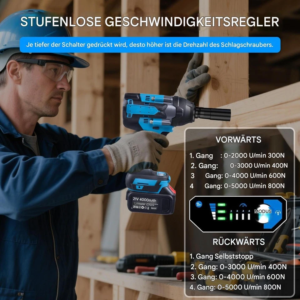 Ferex Akku Drehschlagschrauber 21V, inkl. Akku und Ladegerät, LED - Bild 3 von 4