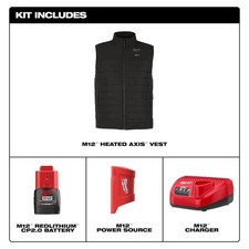 MILWAUKEE MENS HEATED VEST BLACK XL EXTRA LARGE W/ BATTERY  CHARGER M300B-21XL
