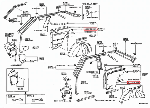 Genuine Corolla EE80 CE80 CE71 CE70 AE82 AE71 Quarter Inside Trim Board Clip x5 - Picture 15 of 20