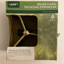 Orbit Brass 3 Arm Rotating Sprinkler - 50 Foot Max Diameter - Model 58180N