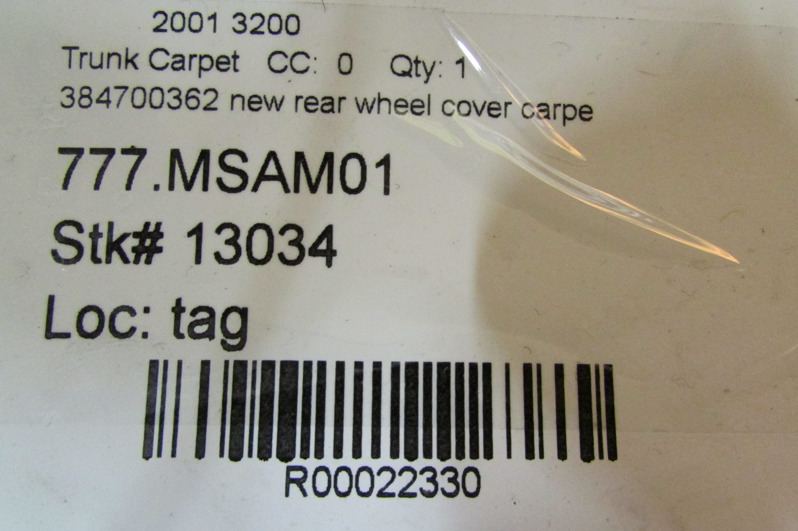 Maserati 3200 GT, Rear Wheel Carpet Cover, Grey, P/N 384700362