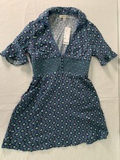 Urban Outfitters Blue Teal Retro Style Mini Dress Short Sleeve Size Medium NWT