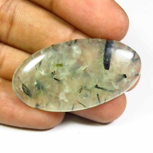 Gemas ovaladas de prehnita verde natural 39x21 mm hechas a mano 41 quilates PH-112 - Imagen 10 de 11