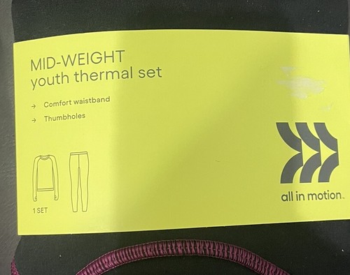 NWT Girls' 2 piece Thermal Set - All in Motion Black with Purple S 6/7 - Picture 2 of 4