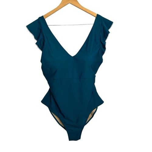Summersalt The Ruffle Backflip One-Piece Swimsuit in Sea Urchin Blue Green Sz 20 - Picture 5 of 12