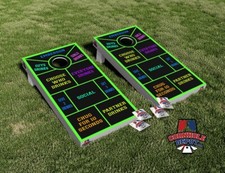 Drinking Game Neon Green Cornhole Board Vinyl Wrap Skins Laminated Sticker Set