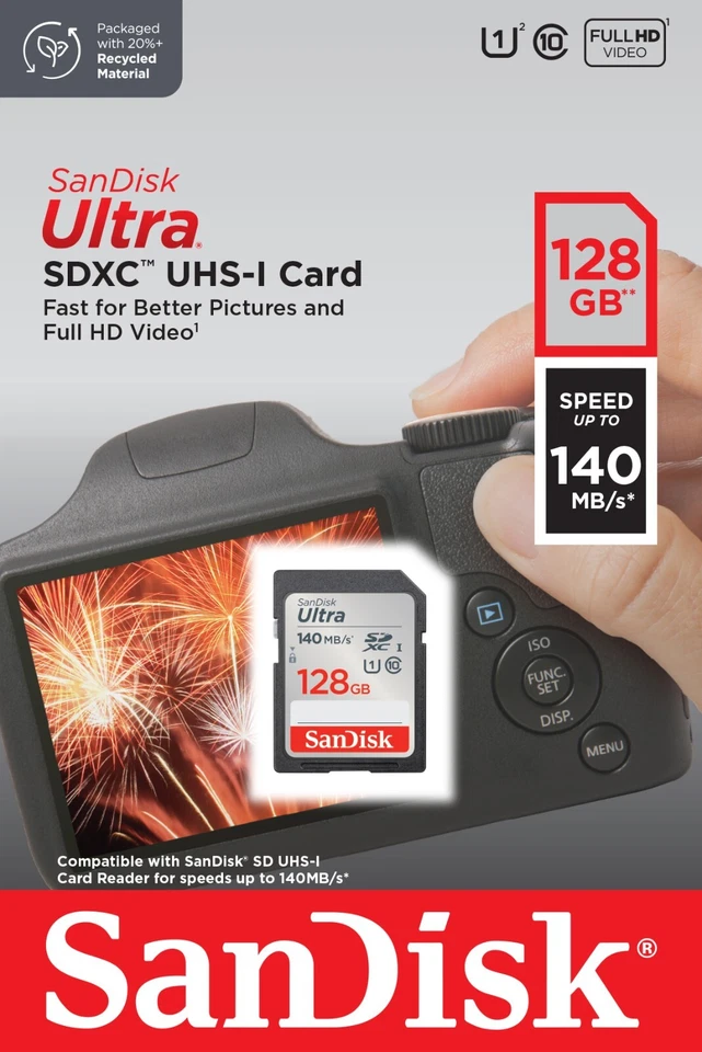 SanDisk Ultra SD Memory Card 32GB 64GB 128GB 256GB SDHC Class 10 For Cameras - Image 3 of 4