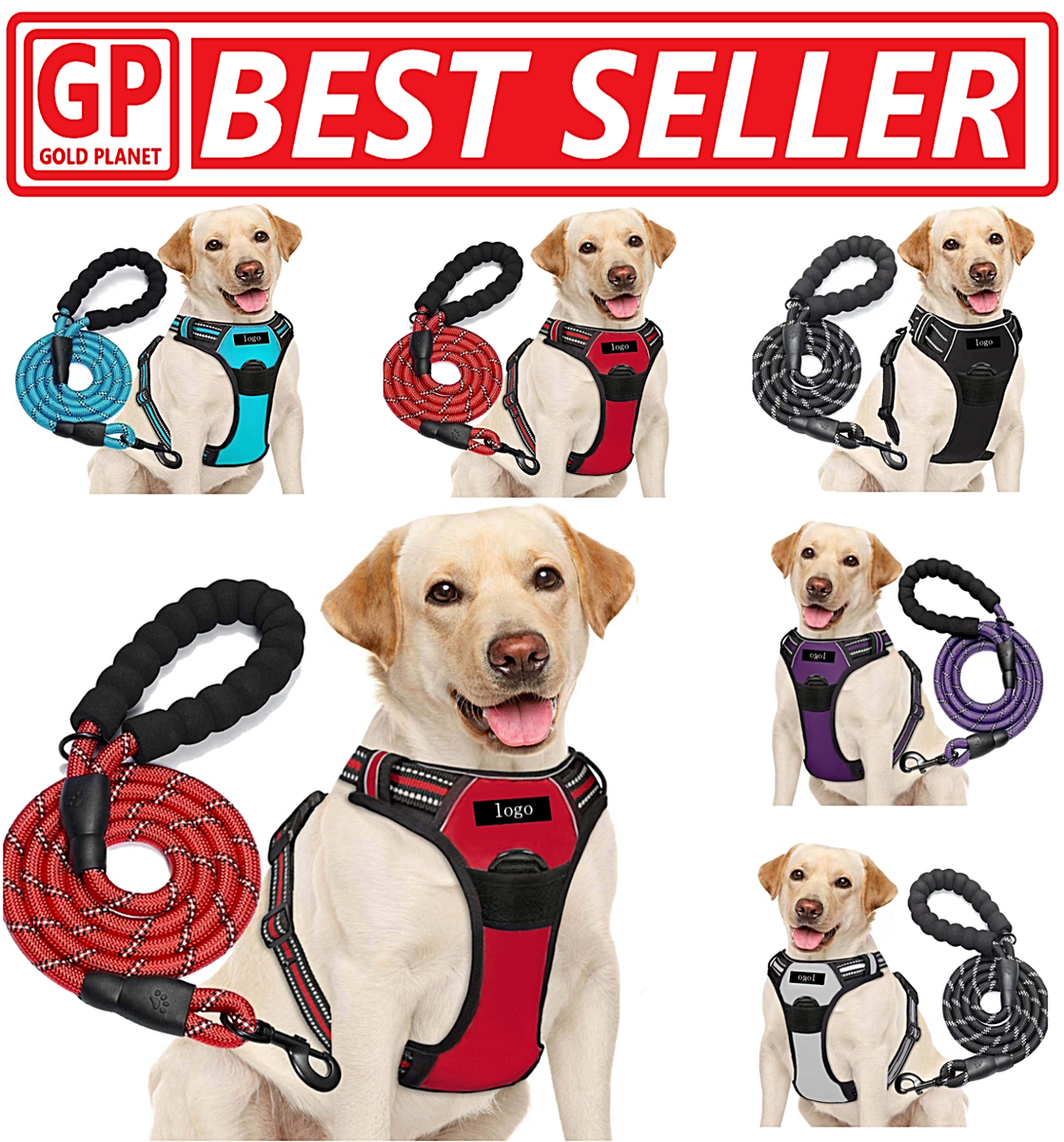 Dog Harness Training Leash No Pull Control Adjustable Large Handle Heavy  Duty
