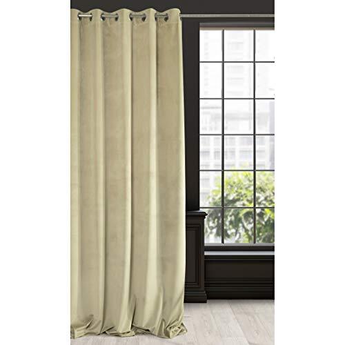 EUROFIRANY - Tenda in velluto Velvet Warm Beige, tinta unita, liscia, con occhie