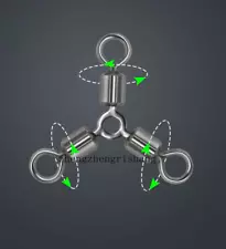 50PCS 3 Way Fishing Swivels O-shape Three Way Rolling Swivels Fishing Connector