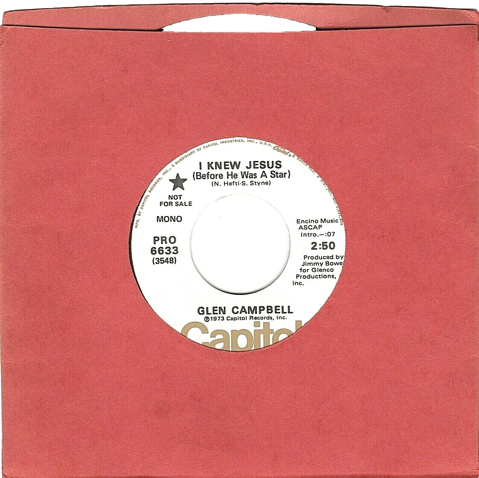 Glen Campbell Pop 45 RPM Speed Vinyl Records