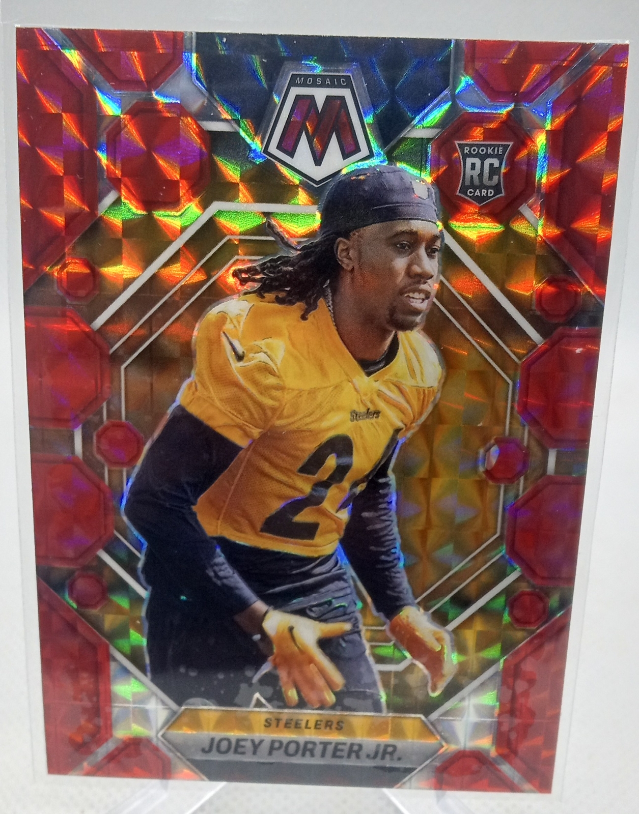 2023 Panini Mosaic #335 Joey Porter Jr. Red Mosaic Rookie