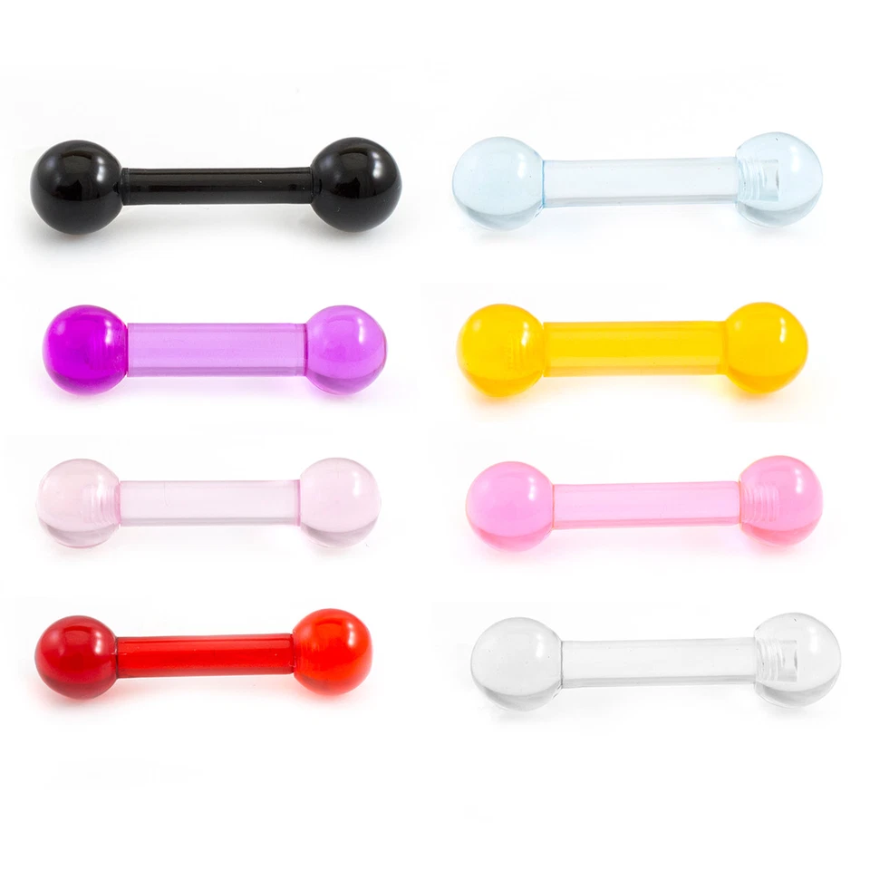 6 Gauge Acrylic Straight Barbell 6G Tongue Ring Piercing Bar 5/8" Inch (15mm) - Image 2 of 2