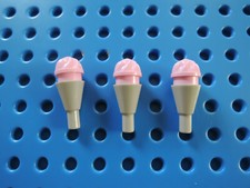 Lego 3 x Eistüte Waffel 11610 neu hellgrau + Eiskugel Erdbeere