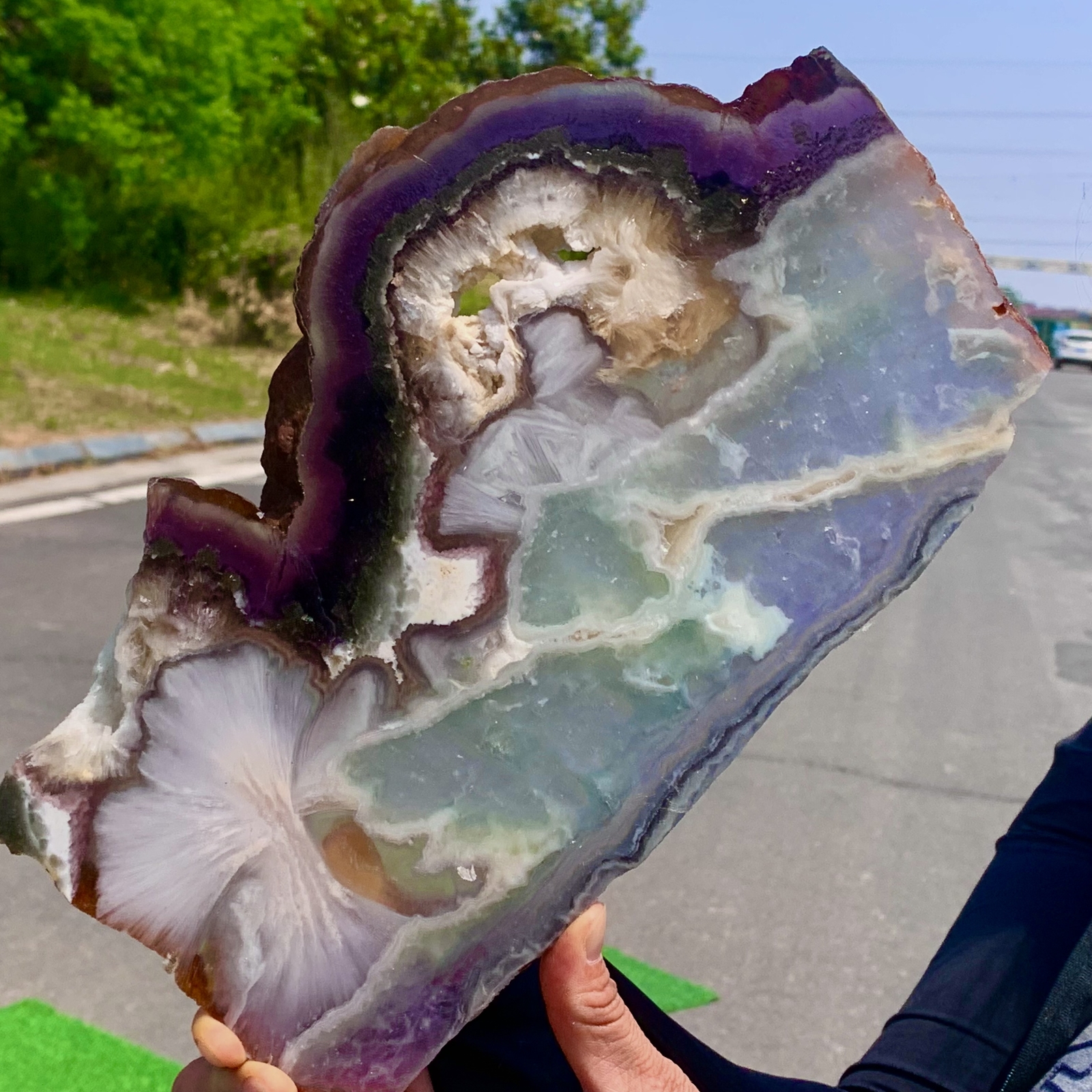 3.24LB Natural Super 7 Fluorite Crystal Rough Slice Stone Specimen