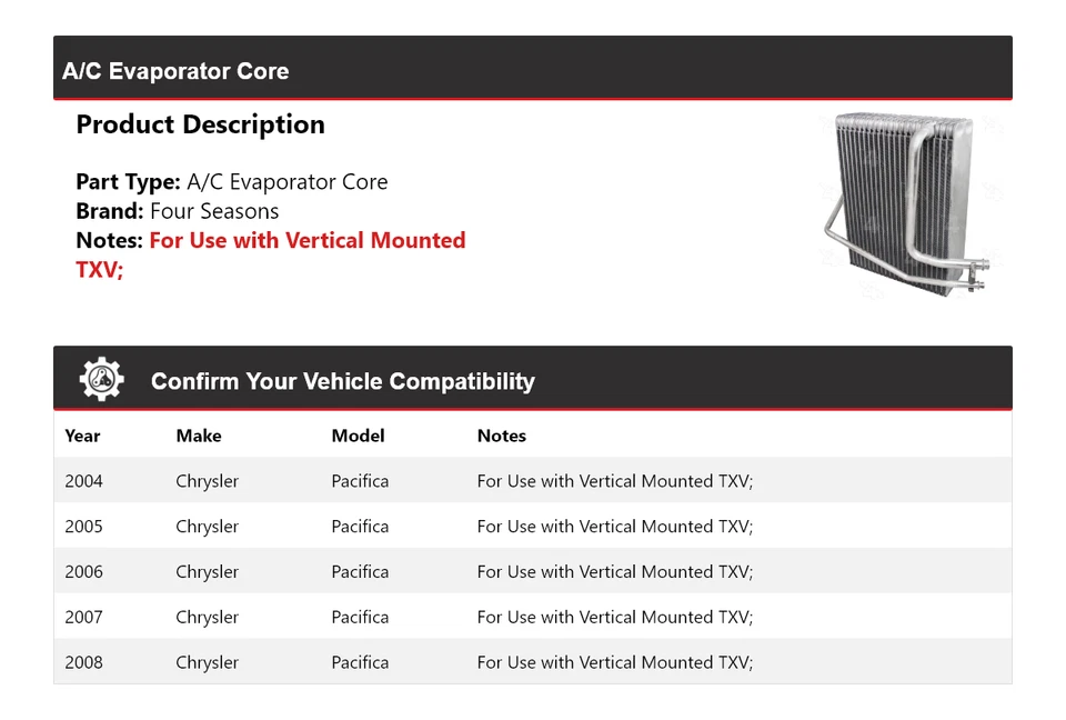 Núcleo evaporador aire acondicionado Chrysler Pacifica 2004-2008 4 estaciones 2005 2006 2007 Foto 2 de 4