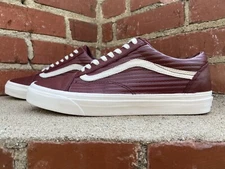 Vans Moto Leather UA Old Skool Maroon w White Logo Sneaker Men Size 8.5 Women 10