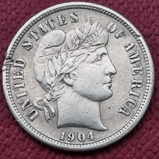 1904 S Barber Dime 10c Better Grade XF + Details #57037