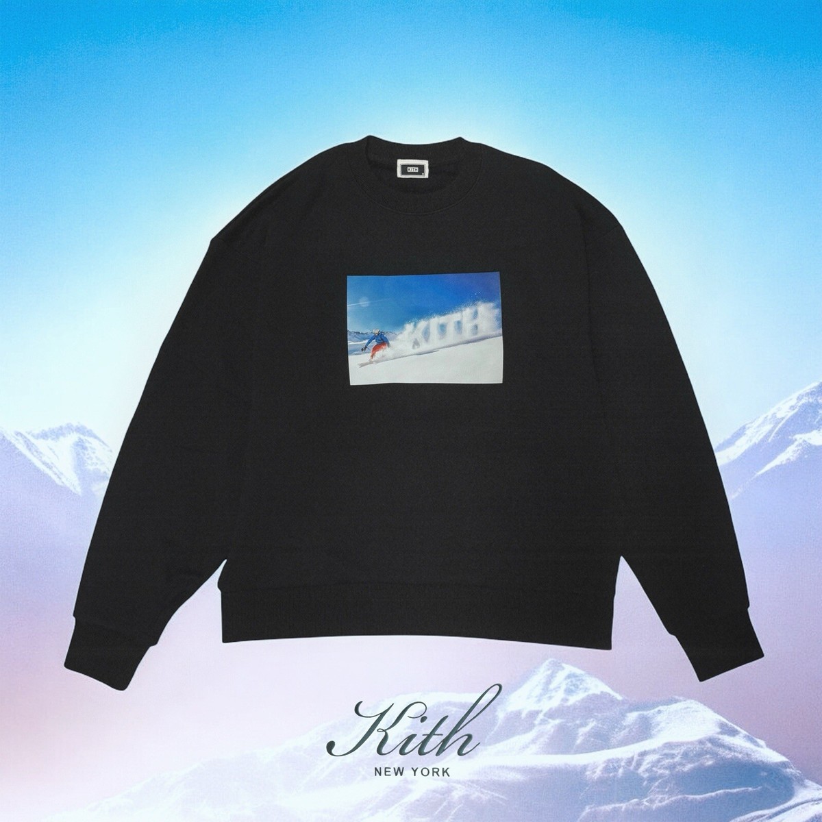 ⛷️KITH Shred Nelson Crewneck - Black #KHM031876-001 Size