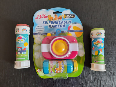 Seifenblasen Kamera Sun & Fun und 2Bubble World SeifenblasenFläschen Neu & OVP
