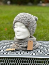 Premium Mütze Alpaka Beanie, Bommelmütze, 100% Alpaka Wolle Handarbeit