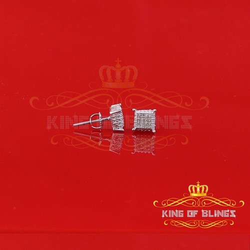 0.10ct Diamond Aretes Para Hombre 925 Silver Women & Men White Square Earring - Picture 6 of 12