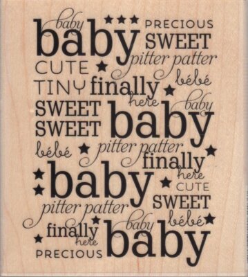 BABY WORDS BACKGROUND Rubber Stamp PS0986 Hampton Art Brand NEW! Janet Dunn