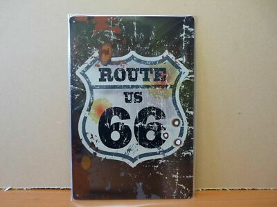 PA13 PLAQUES TOLEE vintage 20 X 30 cm : ROUTE 66 impact de balles