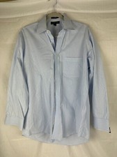 Saks Fifth Avenue Dress Shirt Mens 15 1/2 Button-Up Blue Wrinkle Free Cotton