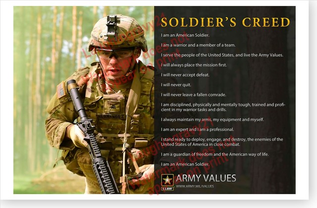 US Army Soldiers Creed 2018 Poster | eBay