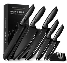 Home Hero - Kitchen Knives - Chef Knife Set w/ Block - Stainless Steel