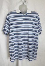Under Armour Men Loose Heat Gear Golf Polo Short Sleeve Blue Striped Shirt 2XL