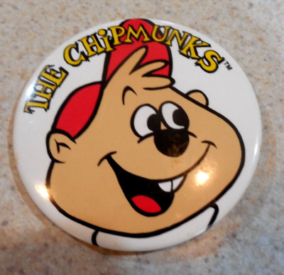 1993 Alvin & The Chipmunks TV 3''  Pinback Button Cartoon promo pin plus Keychain