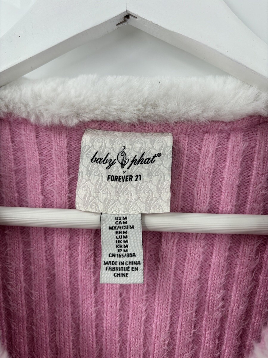 Forever 21 x Baby Phat Cardigan Sweater Womens Medium Pink Y2K