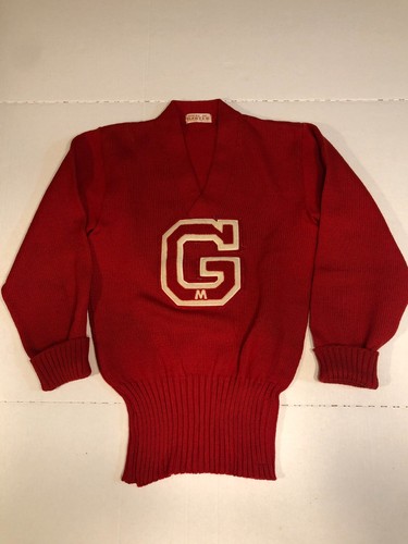 Vtg House of Harter Letter Sweater Women's Small Red Goshen Indiana Long Sleeve
