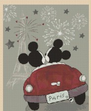 Mickey and Minnie in Paris Counted Cross Stitch Chart No. 10-164 