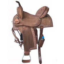 Western Barrel Racing Horse Saddle Premium Leather with tack set 10'' to 18' in