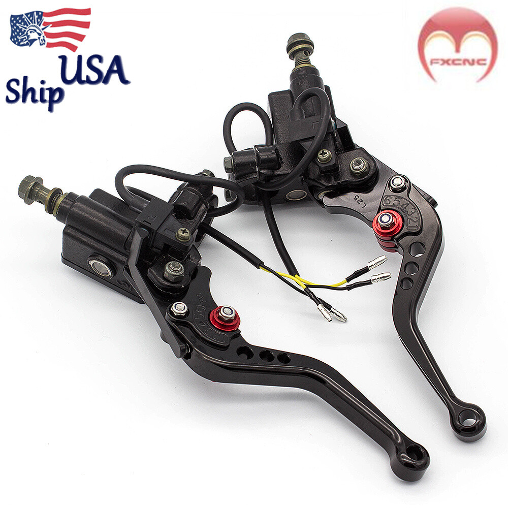 Black CNC Brake Clutch Master Cylinder Hydraulic Levers Reservoir 7/8" 22mm Set