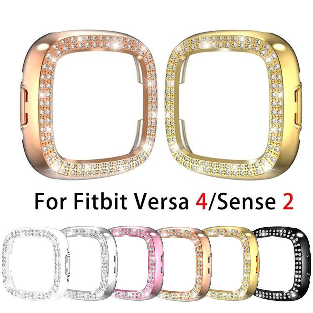 RICHONE Displayschutzfolien Für Fitbit Versa 4 & Sense 2 – Mit Diamant-Bumper, TPU, 2 Stück, Schwarz