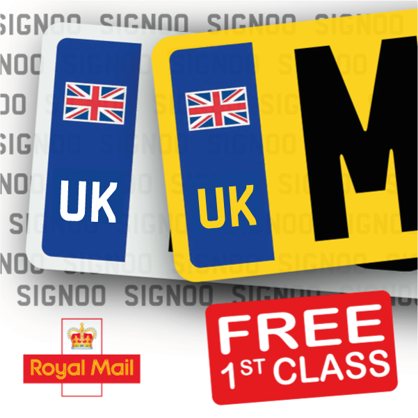 UK Car Number Plate Stickers Union Jack No EU Flag Brexit 1 Pair for